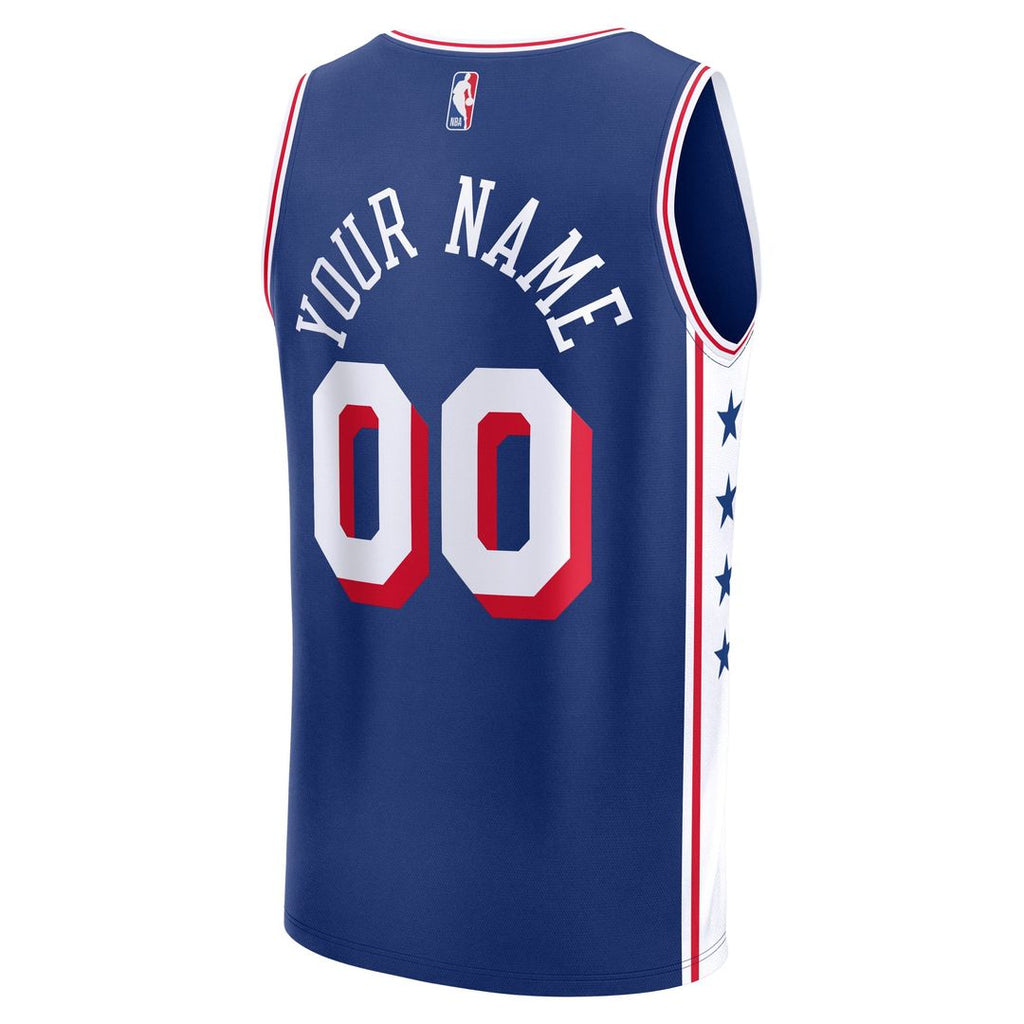 Philadelphia 76ers Fanatics Fast Break Custom Jersey - Icon Edition - Blue | NBA Fan Gear