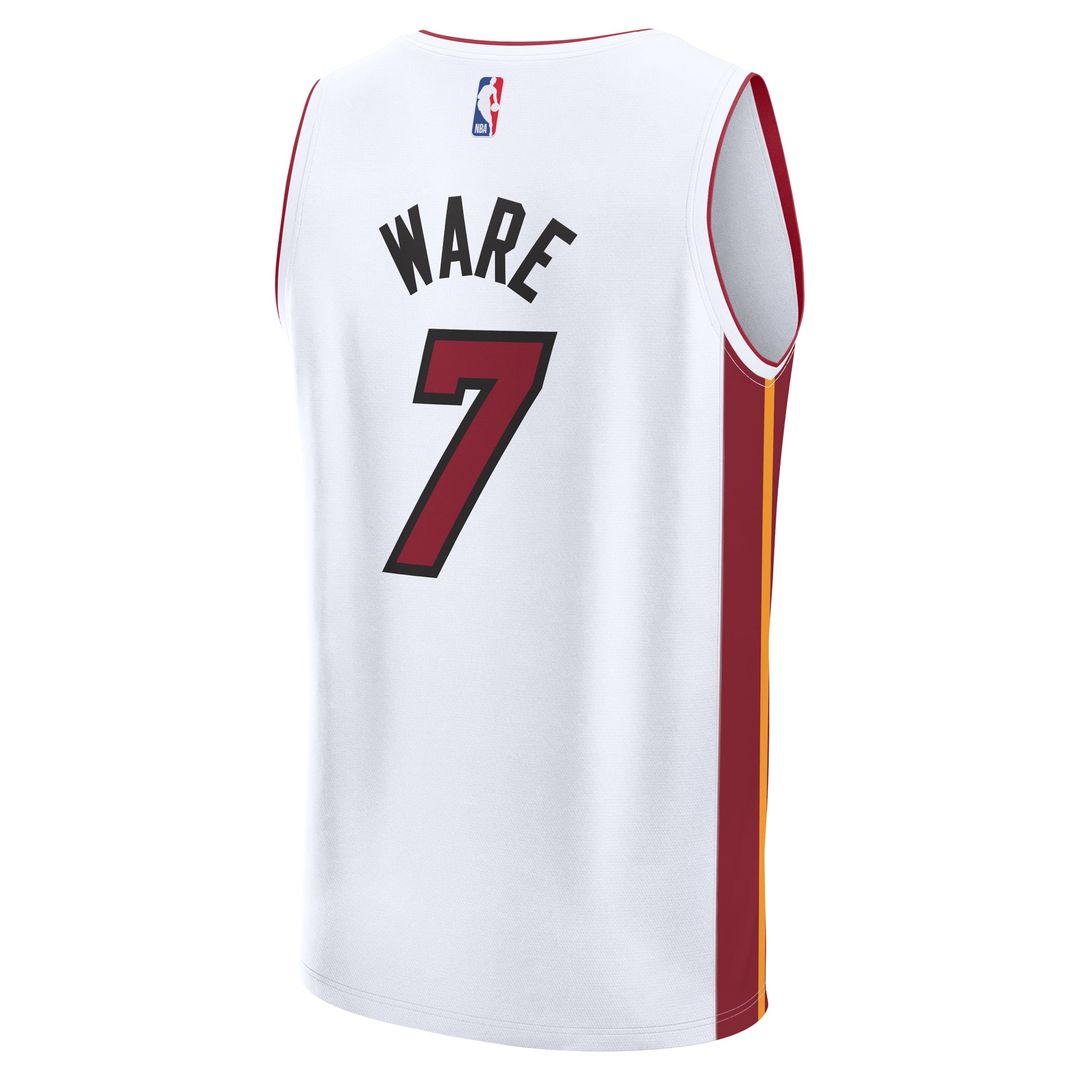 Kel'el Ware Miami Heat Fanatics Youth Fast Break Replica Player Jersey - Association - White Edition | NBA Fan Gear