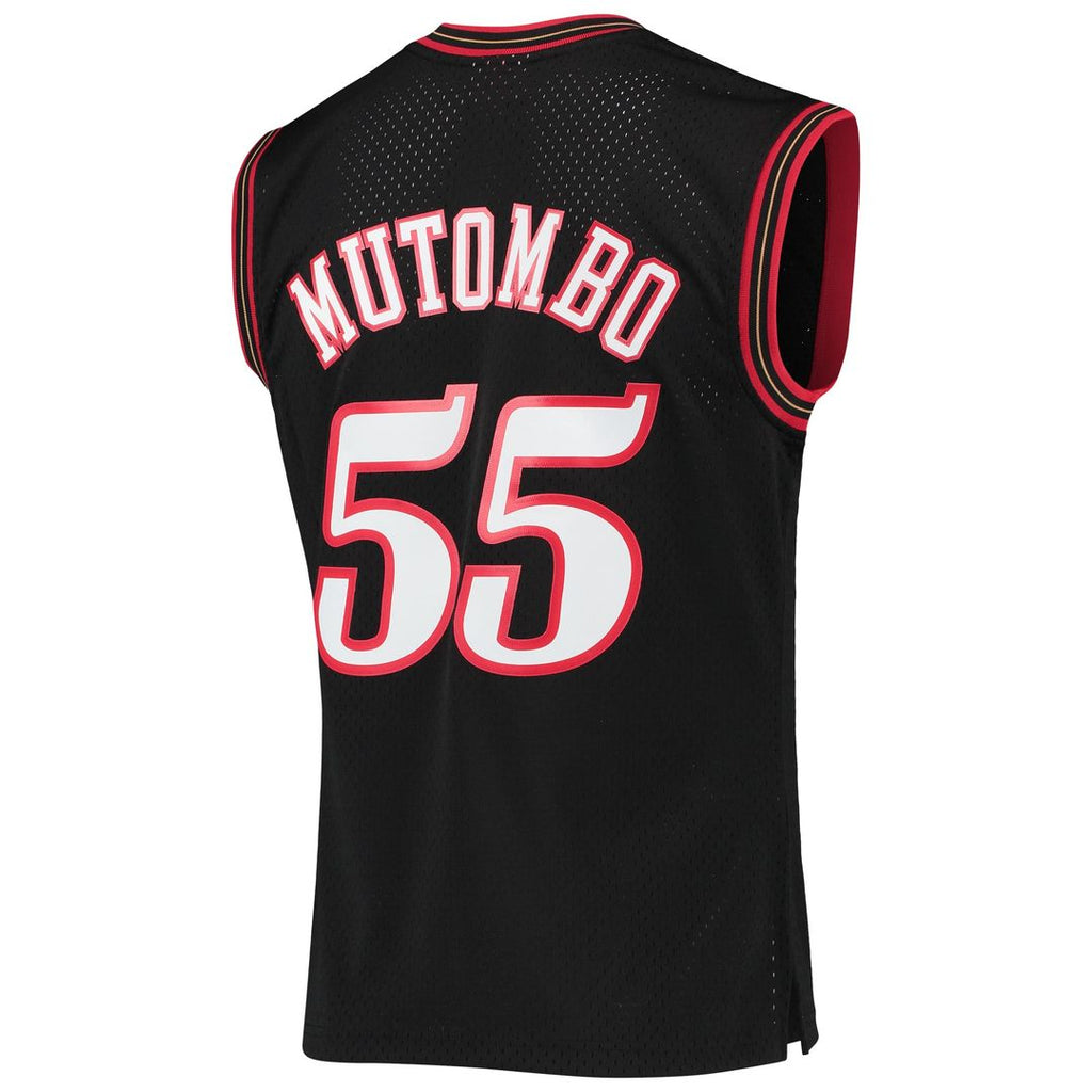 Dikembe Mutombo Philadelphia 76ers Mitchell & Ness Hardwood Classics Swingman Jersey - Black | NBA Fan Gear