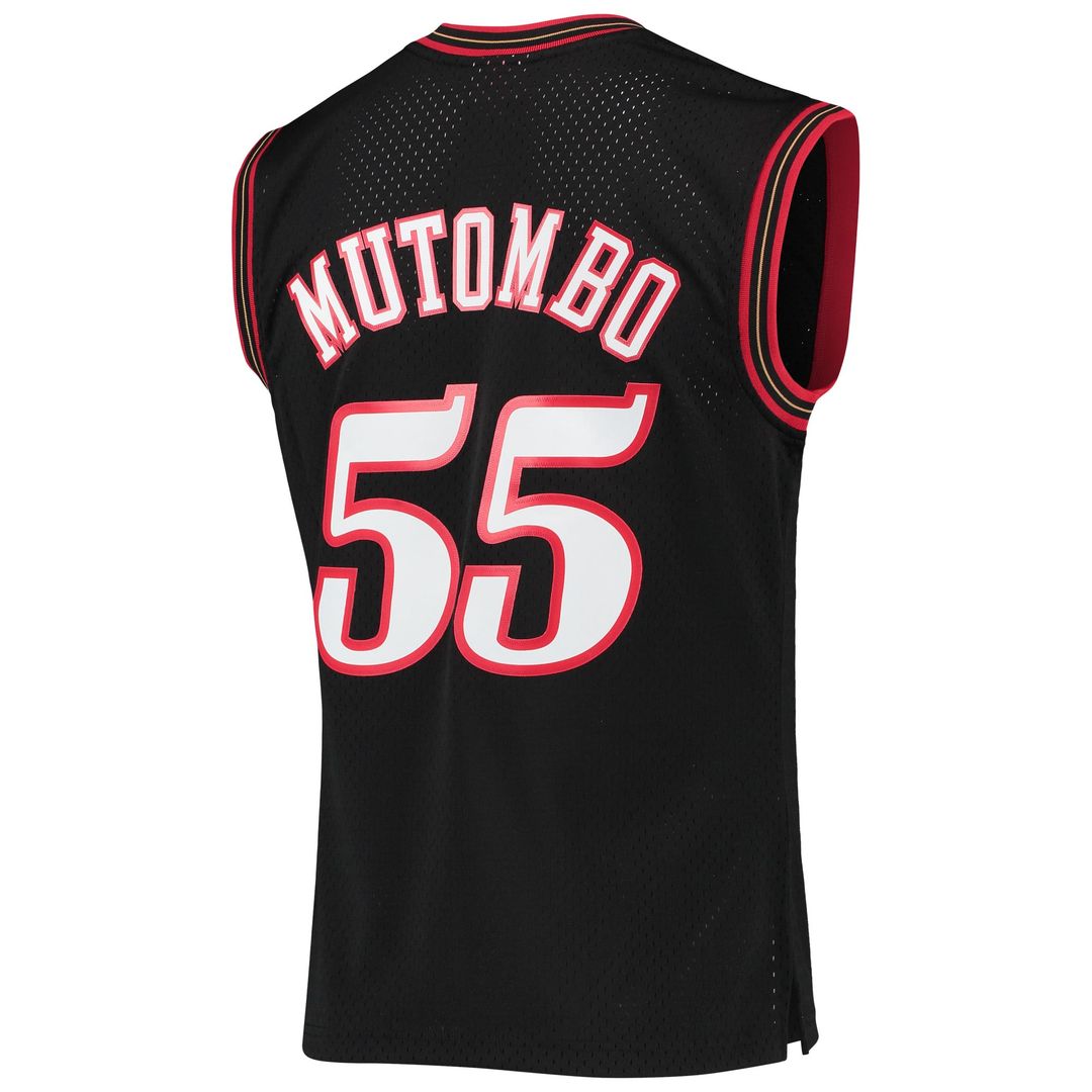 Dikembe Mutombo Philadelphia 76ers Mitchell & Ness Hardwood Classics Swingman Jersey - Black | NBA Fan Gear