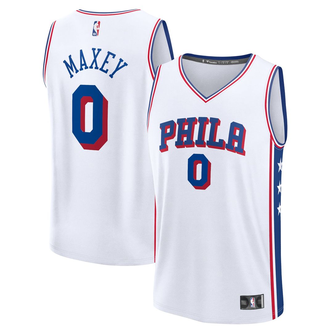 Tyrese Maxey Philadelphia 76ers Fanatics Fast Break Replica Player Jersey - Association Edition - White | NBA Fan Gear