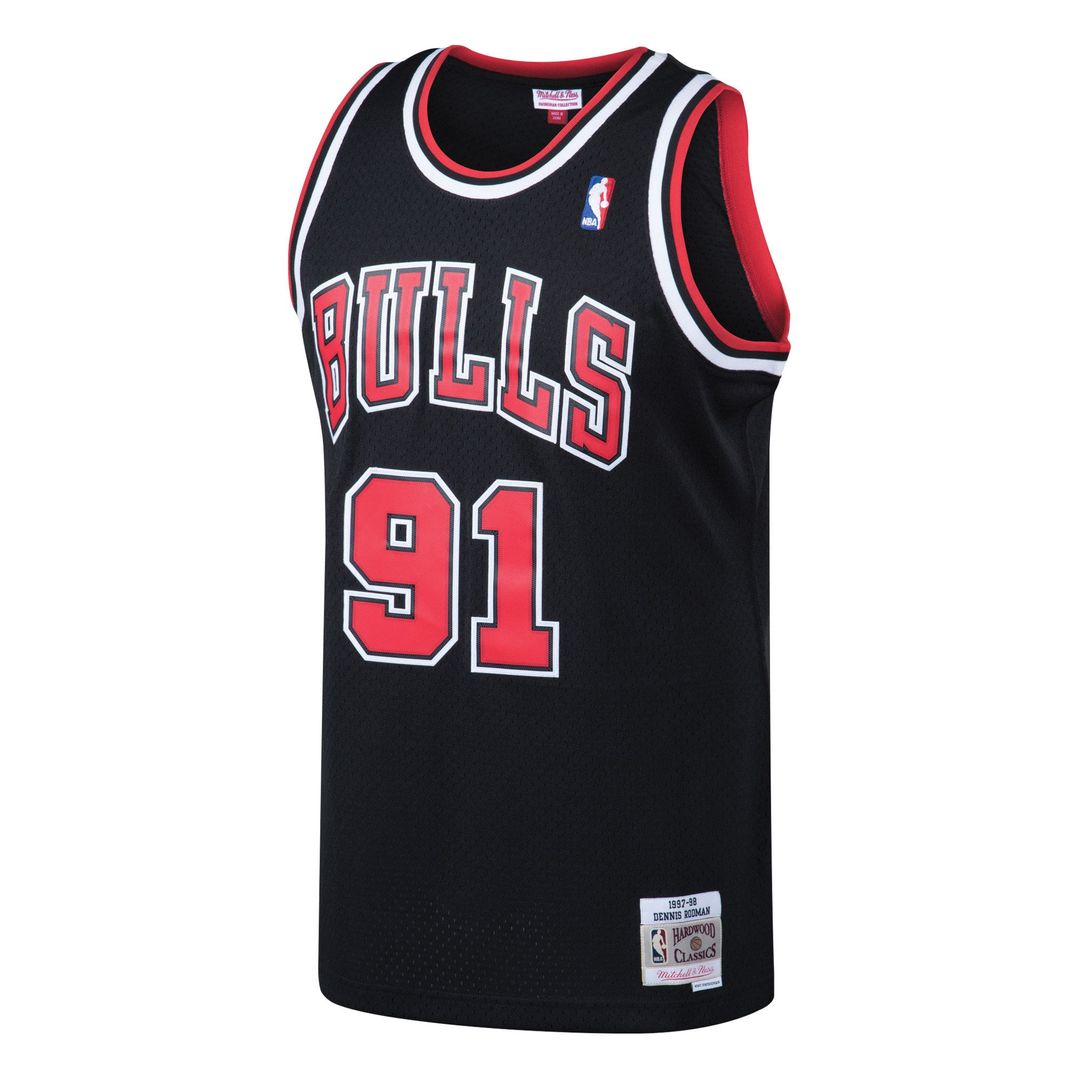 Dennis Rodman Chicago Bulls Mitchell & Ness 1997/ 98 Hardwood Classics Swingman Jersey - Black | NBA Fan Gear