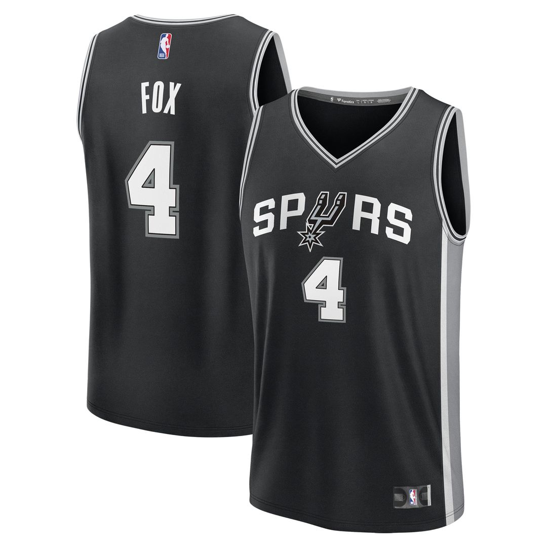 De'Aaron Fox San Antonio Spurs Fanatics Fast Break Replica Player Jersey - Icon Edition - Black | NBA Fan Gear