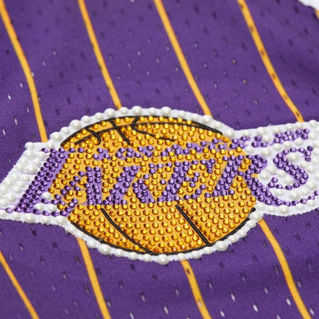 Los Angeles Lakers Mitchell & Ness x DANNIJO Women's Fashion Baseball Jersey - Purple | NBA Fan Gear