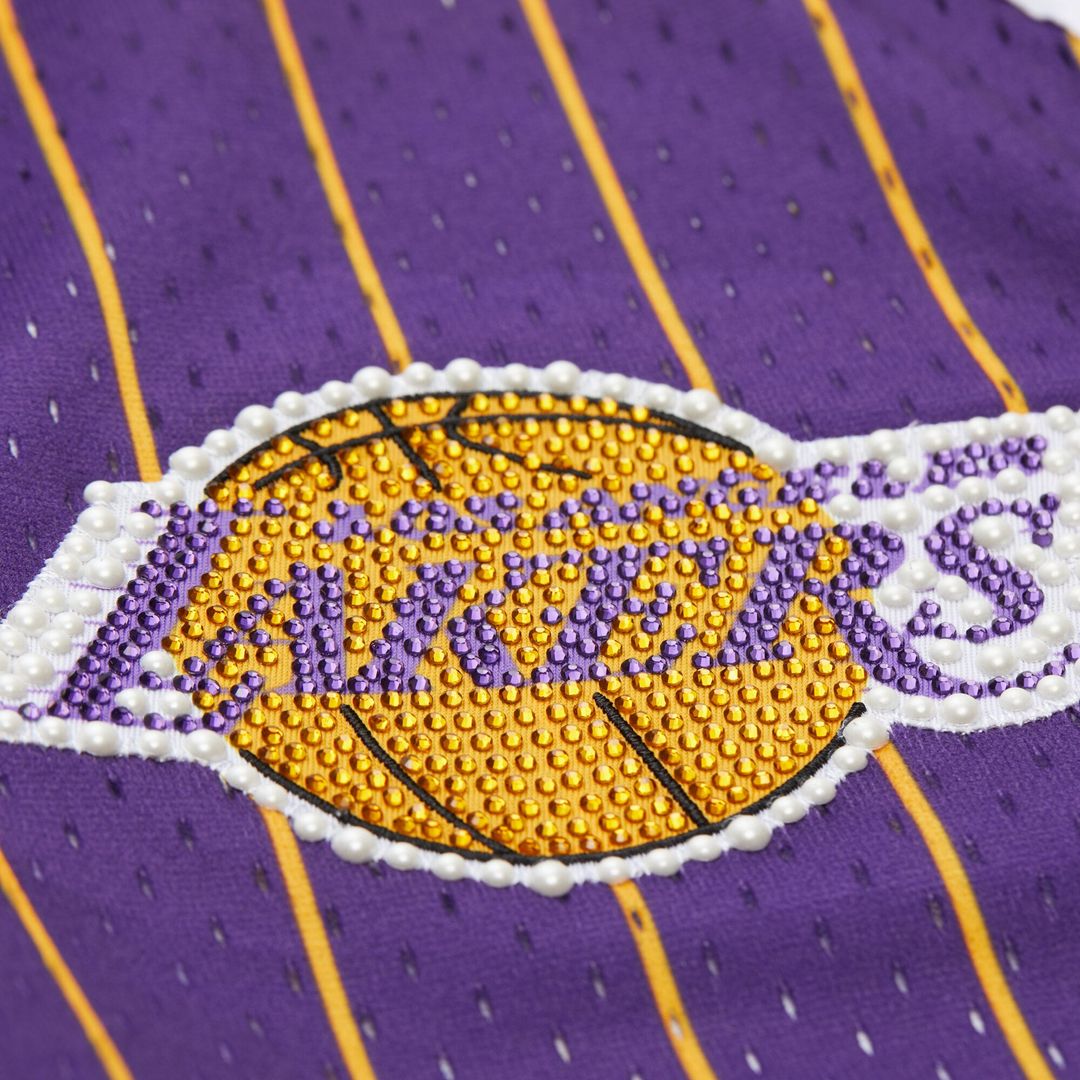 Los Angeles Lakers Mitchell & Ness x DANNIJO Women's Fashion Baseball Jersey - Purple | NBA Fan Gear