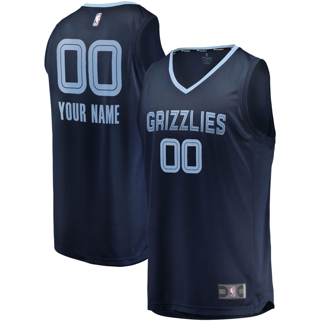 Memphis Grizzlies Fanatics Fast Break Custom Replica Jersey Navy - Icon Edition | NBA Fan Gear