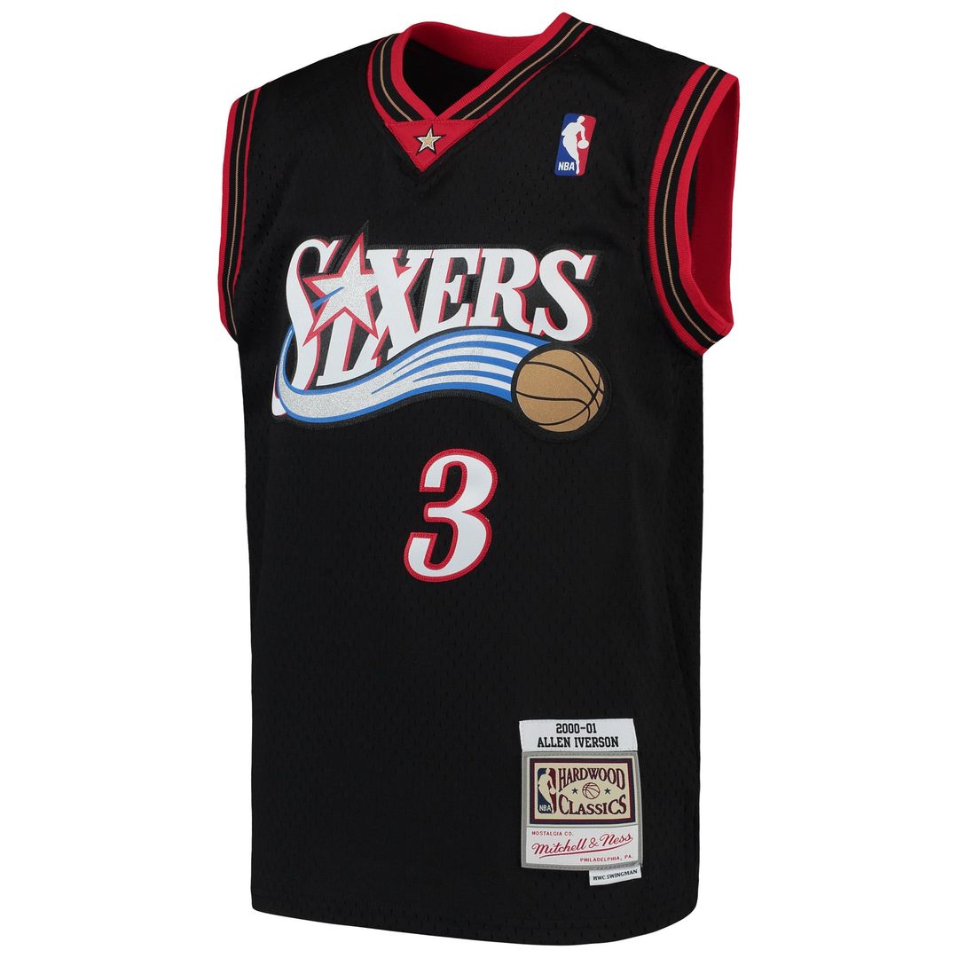 Allen Iverson Philadelphia 76ers Mitchell & Ness Youth 1996/ 97 Hardwood Classics Swingman Throwback Jersey - Red | NBA Fan Gear