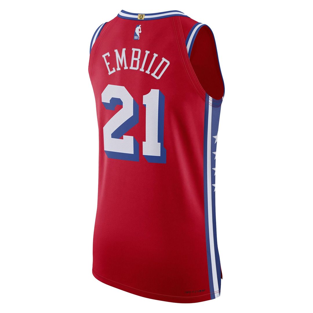 Joel Embiid Philadelphia 76ers Jordan Brand Authentic Player Jersey - Statement Edition - Red | NBA Fan Gear