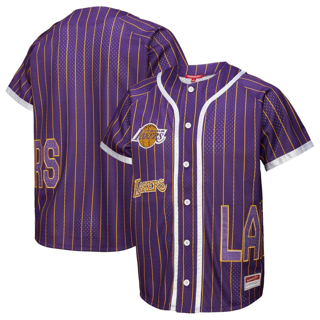 Los Angeles Lakers Mitchell & Ness x DANNIJO Women's Fashion Baseball Jersey - Purple | NBA Fan Gear