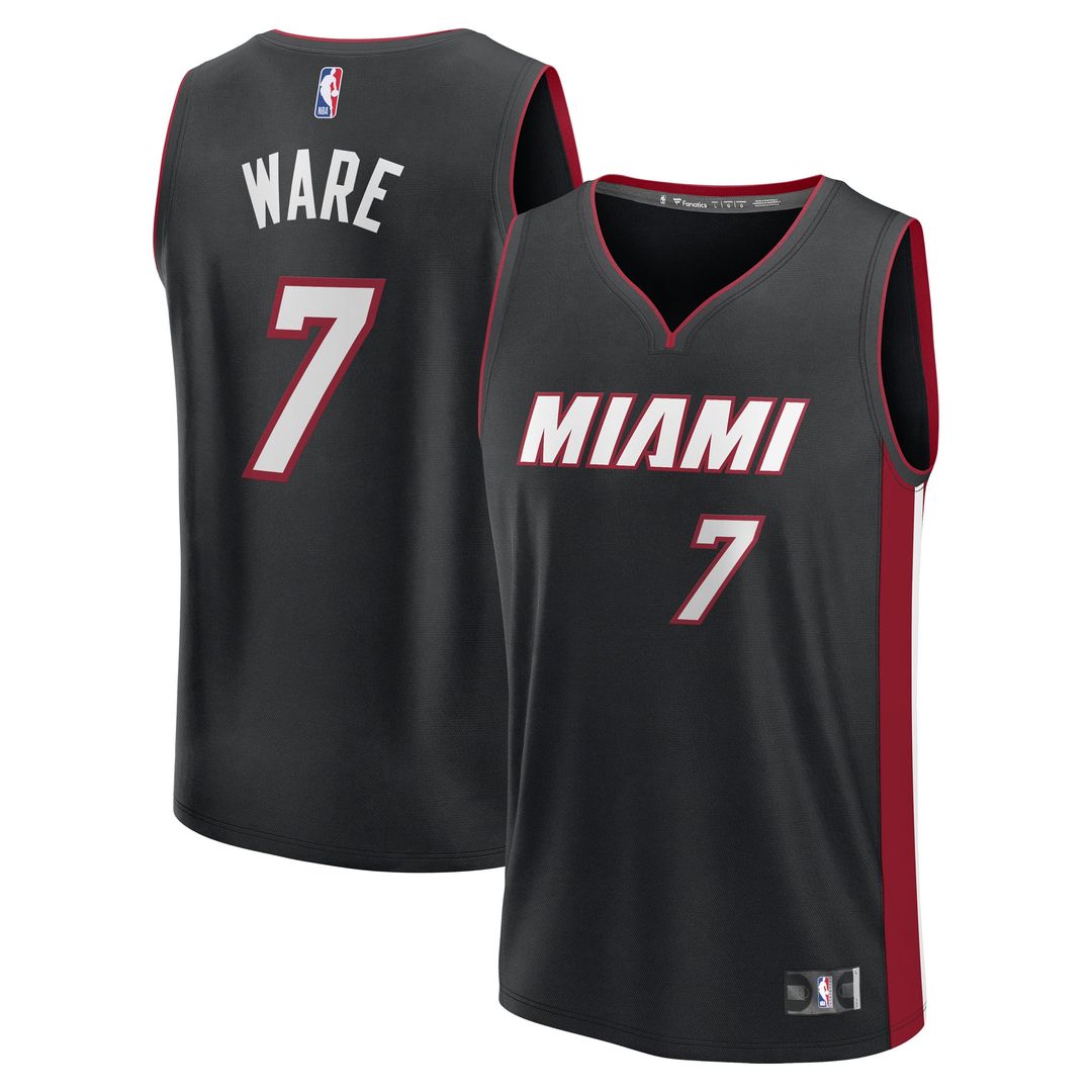Kel'el Ware Miami Heat Fanatics Fast Break Replica Player Jersey - Icon Edition - Black | NBA Fan Gear