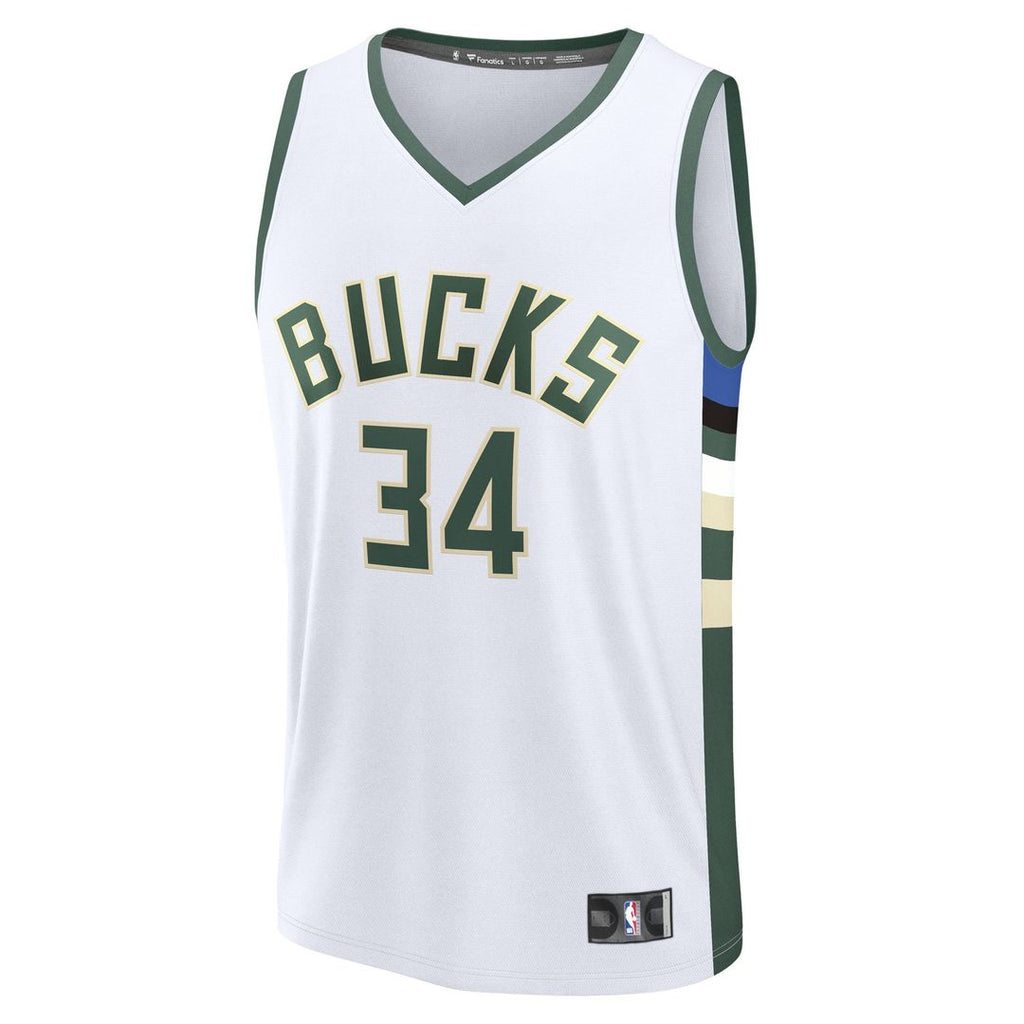 Giannis Antetokounmpo Milwaukee Bucks Fanatics Fast Break Replica Player Jersey - Association Edition - White | NBA Fan Gear