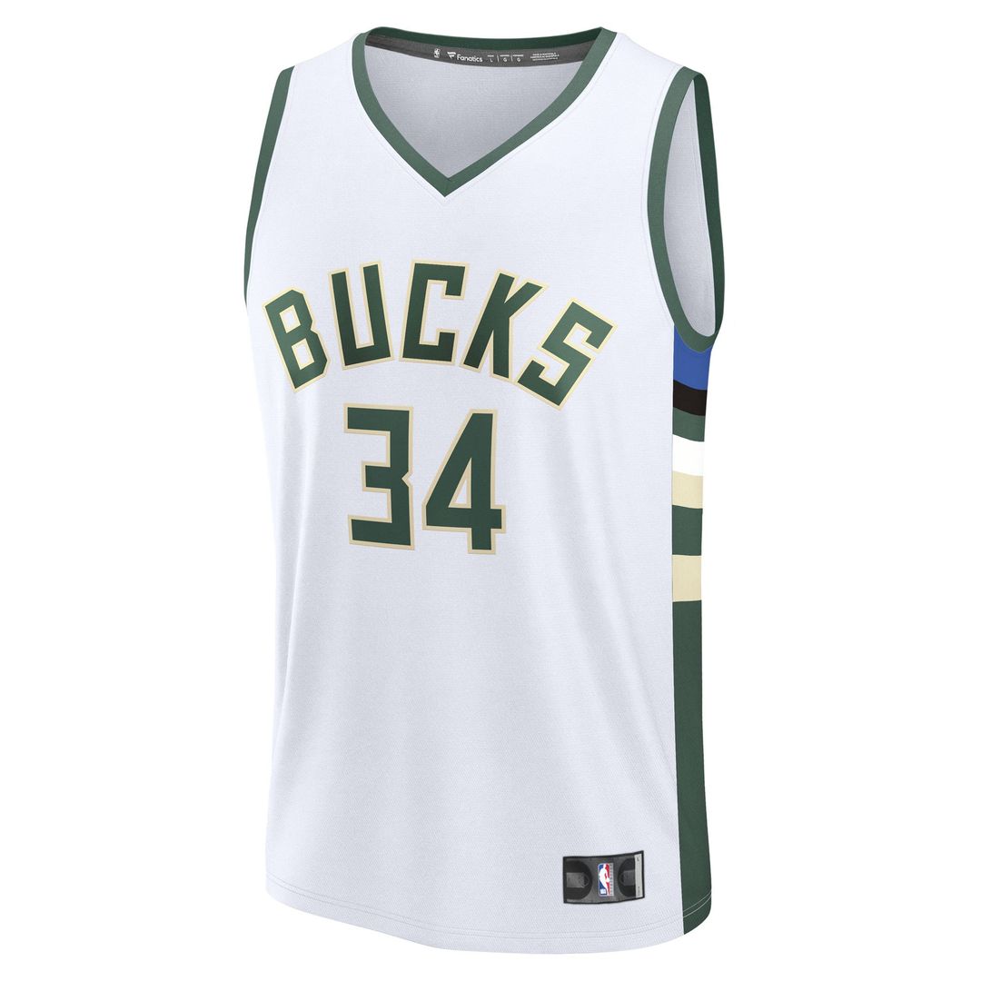 Giannis Antetokounmpo Milwaukee Bucks Fanatics Fast Break Replica Player Jersey - Association Edition - White | NBA Fan Gear