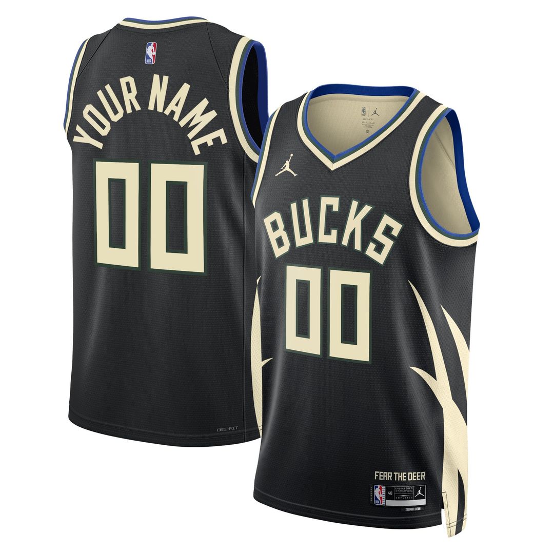 Milwaukee Bucks Jordan Brand Unisex 2022/ 23 Swingman Custom Jersey - Statement Edition - Black | NBA Fan Gear