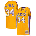 Shaquille O'Neal Los Angeles Lakers Mitchell & Ness Hardwood Classics Swingman Jersey - Gold | NBA Fan Gear