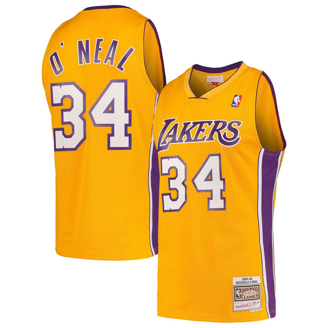Shaquille O'Neal Los Angeles Lakers Mitchell & Ness Hardwood Classics Swingman Jersey - Gold | NBA Fan Gear