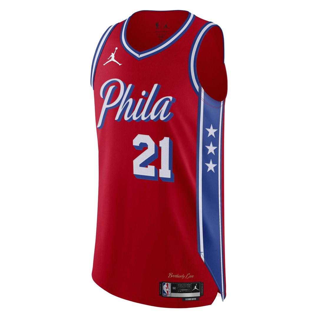 Joel Embiid Philadelphia 76ers Jordan Brand Authentic Player Jersey - Statement Edition - Red | NBA Fan Gear