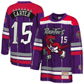 Vince Carter Toronto Raptors Mitchell & Ness Youth Maxxed Out 2.0 Fashion Hockey Jersey - Purple | NBA Fan Gear