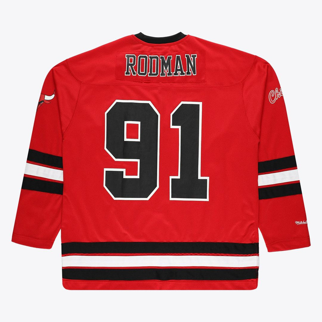 Dennis Rodman Chicago Bulls Mitchell & Ness Big & Tall NBA Hockey Jersey - Red | Fan Gear