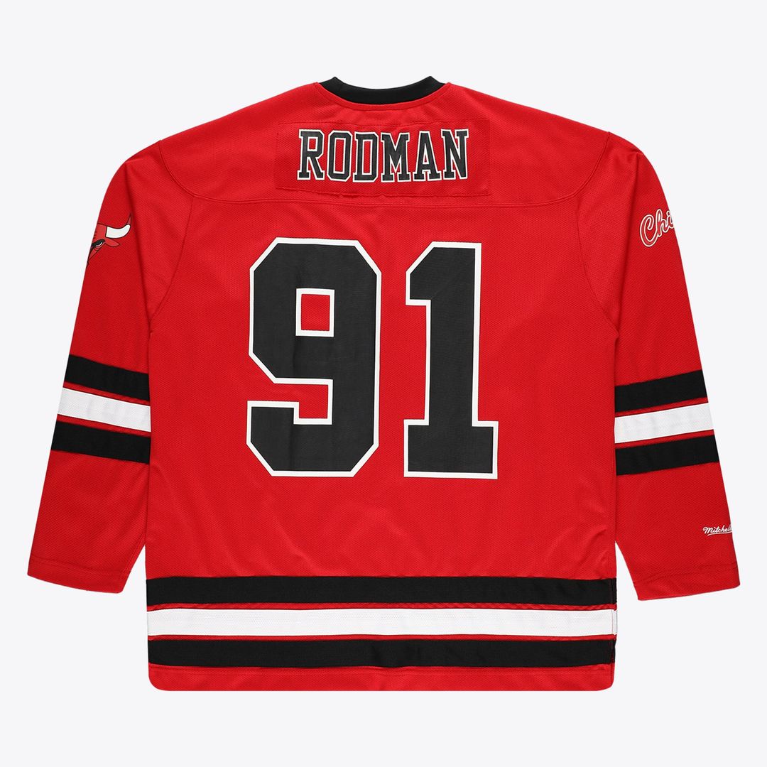 Dennis Rodman Chicago Bulls Mitchell & Ness Big & Tall NBA Hockey Jersey - Red | Fan Gear