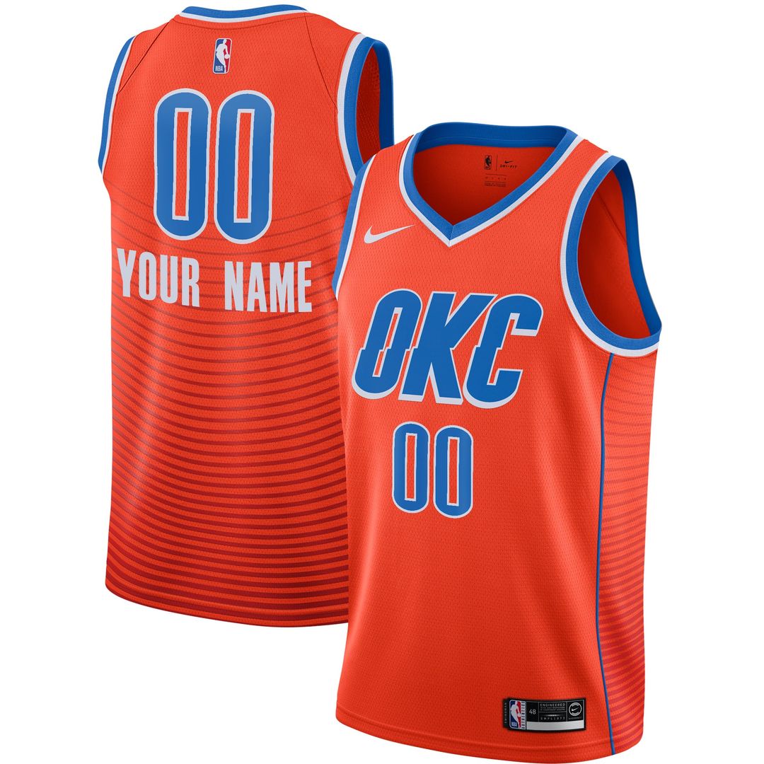 Oklahoma City Thunder Jordan Brand Swingman Custom Jersey - Statement Edition - Orange | NBA Fan Gear