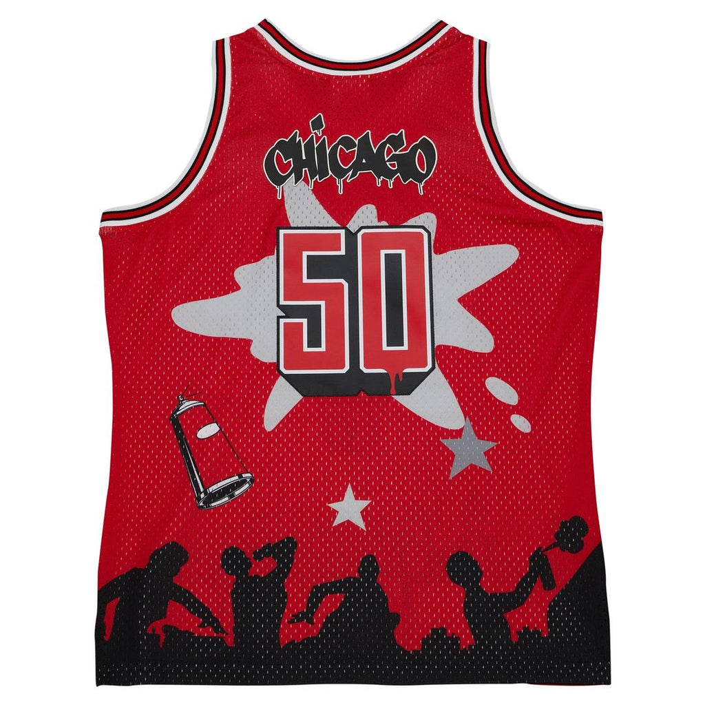 Chicago Bulls Mitchell & Ness x Tats Cru Hardwood Classics Fashion Jersey - Red | NBA Fan Gear