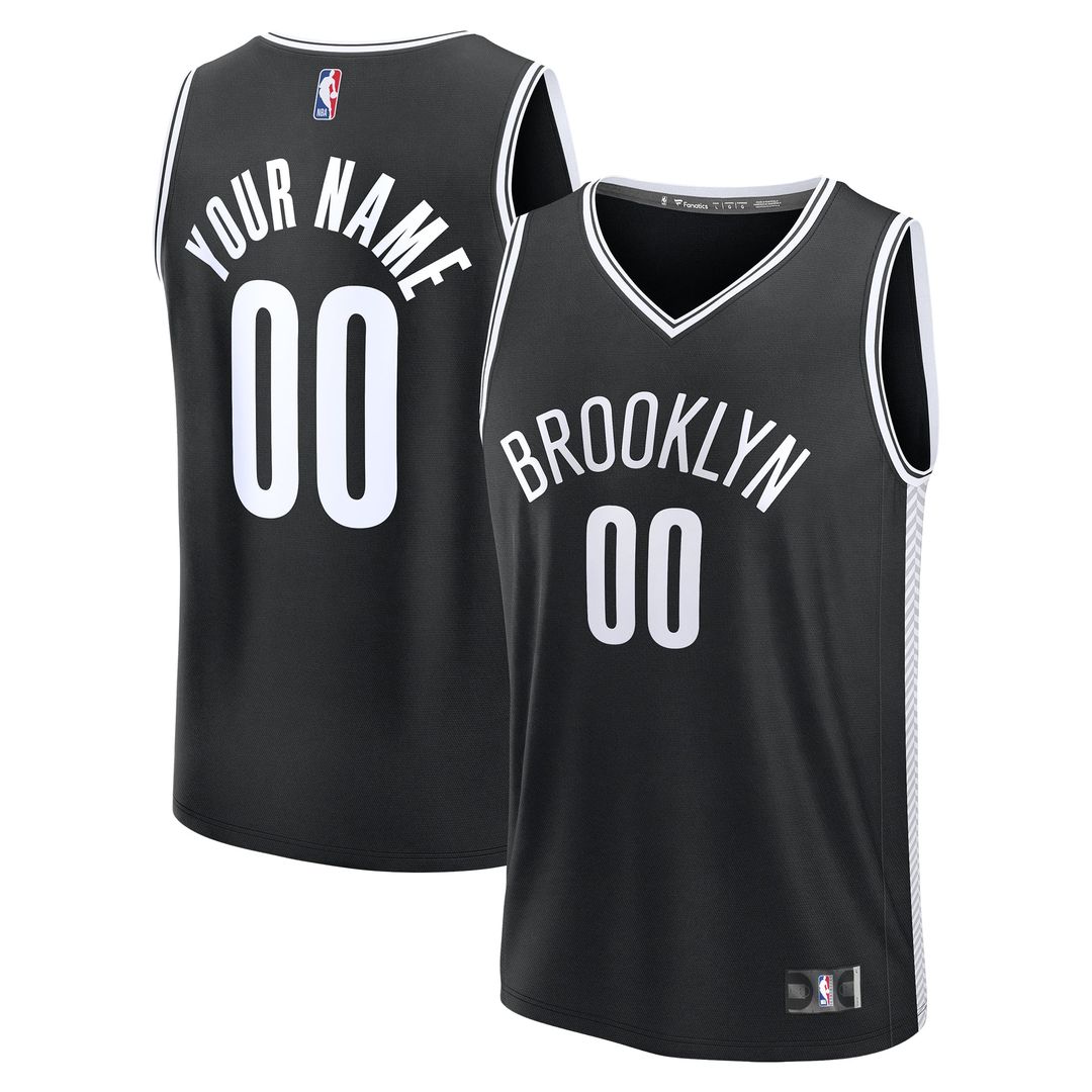 Brooklyn Nets Fanatics Fast Break Custom Jersey - Icon Edition - Black | NBA Fan Gear