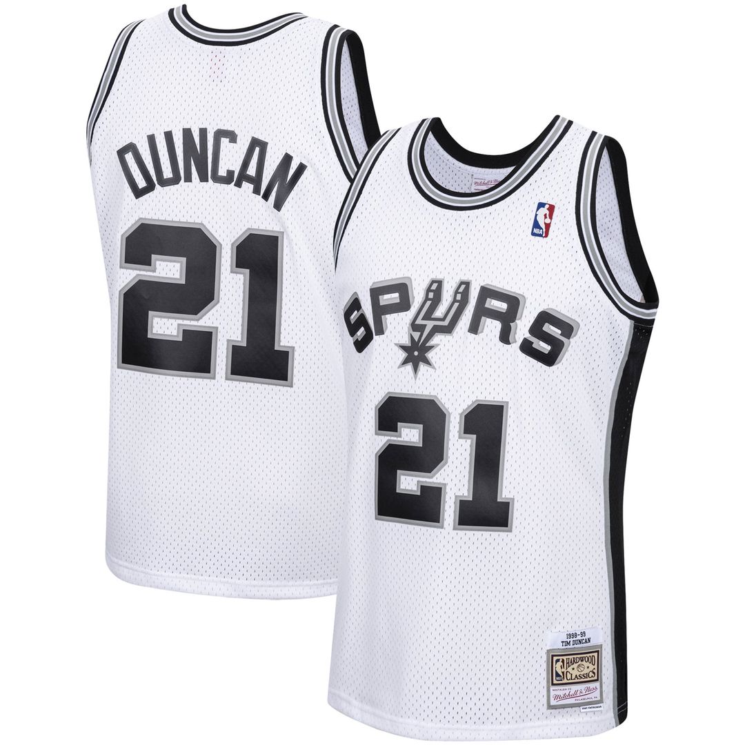 Tim Duncan San Antonio Spurs Mitchell & Ness 1998/ 99 Hardwood Classics Swingman Jersey - White | NBA Fan Gear