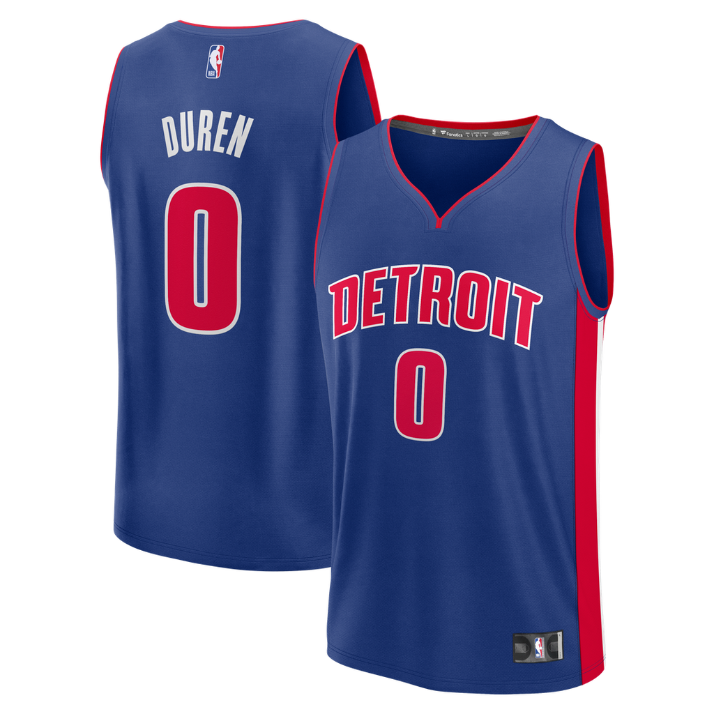 Jalen Duren Detroit Pistons Fanatics Fast Break Replica Jersey - Icon Edition - Blue | NBA Fan Gear