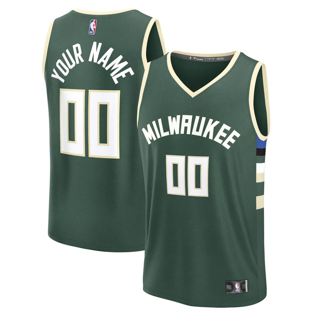 Milwaukee Bucks Fanatics Fast Break Custom Jersey - Icon Edition - Green | NBA Fan Gear