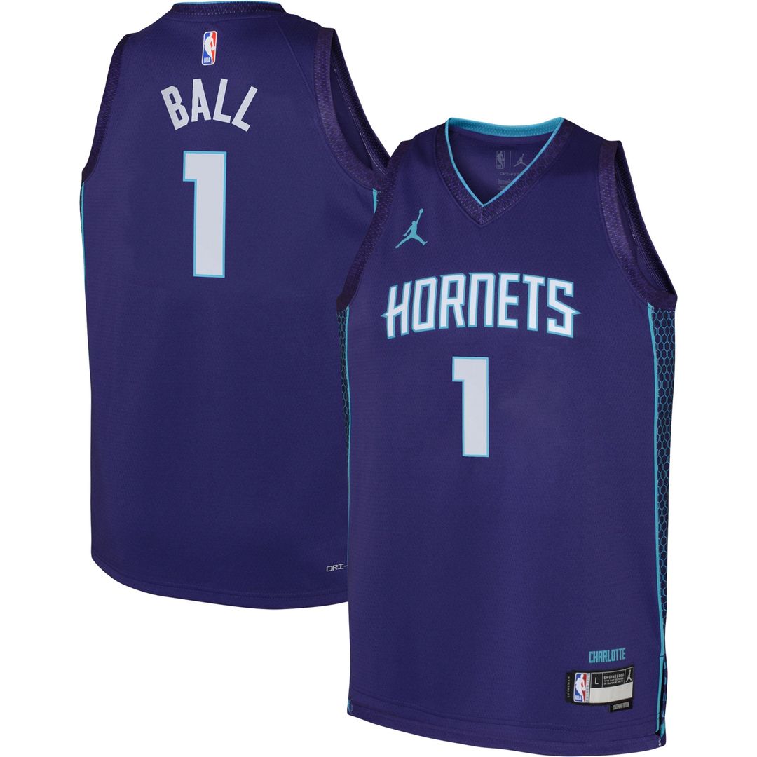 LaMelo Ball Charlotte Hornets Jordan Brand Youth Swingman Jersey - Statement Edition - Purple | NBA Fan Gear