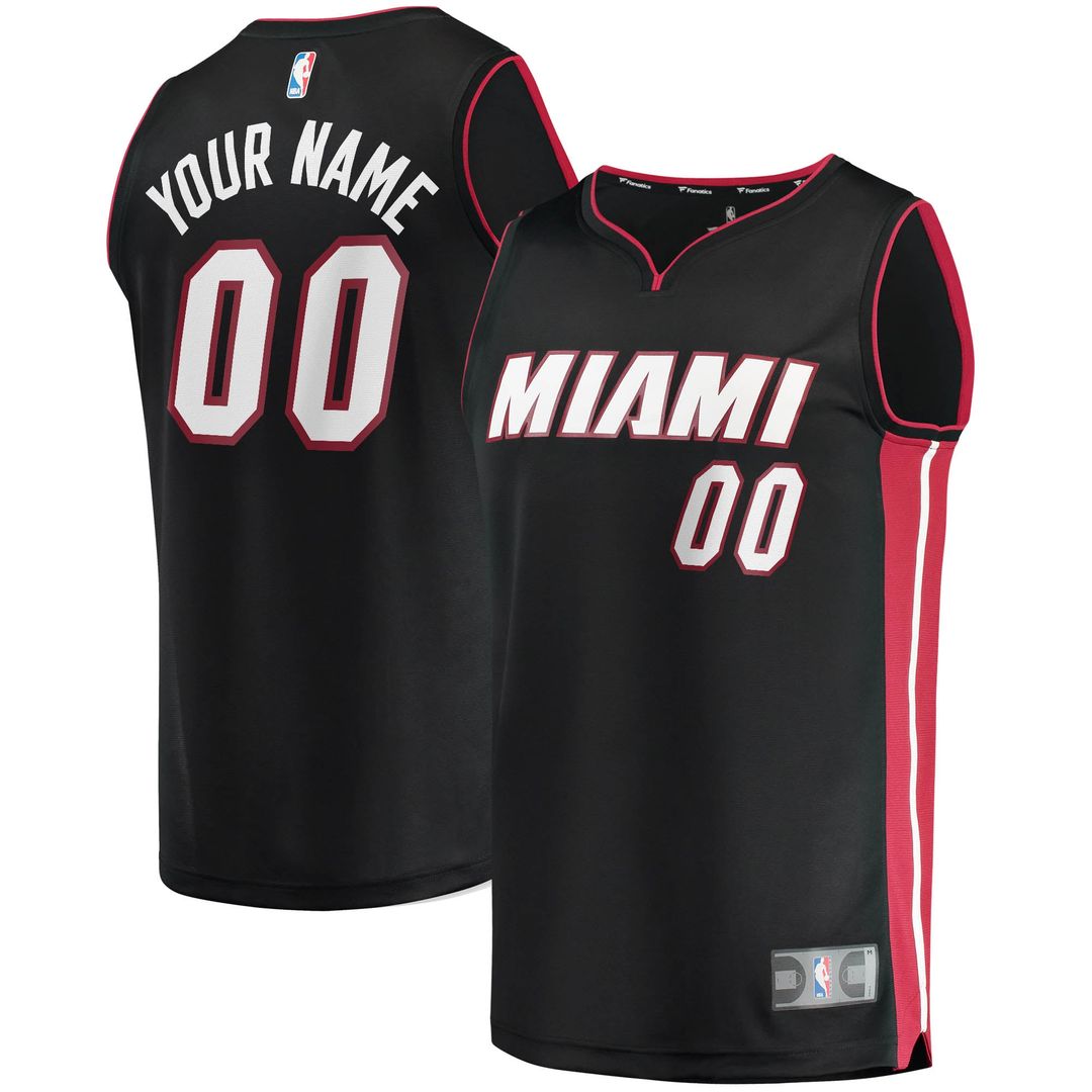 Miami Heat Fanatics Fast Break Custom Replica Jersey Black - Icon Edition | NBA Fan Gear