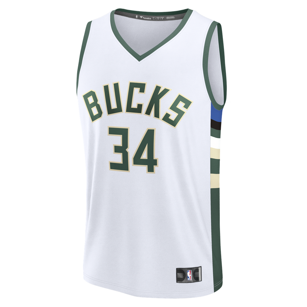 Giannis Antetokounmpo Milwaukee Bucks Fanatics Fast Break Replica Player Jersey - Association Edition - White | NBA Fan Gear