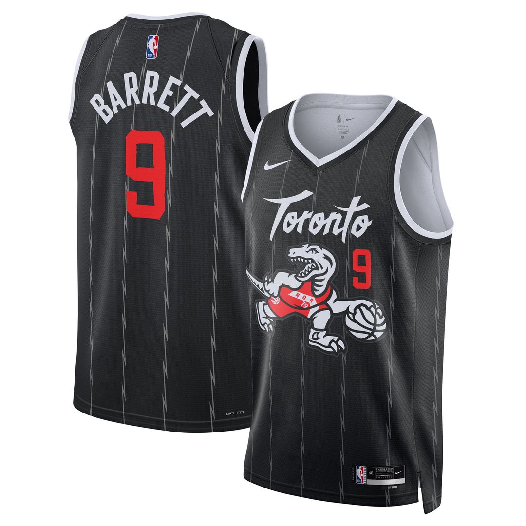 RJ Barrett Toronto Raptors Nike Unisex 2025/ 26 Swingman Jersey - Black - City Edition | NBA Fan Gear