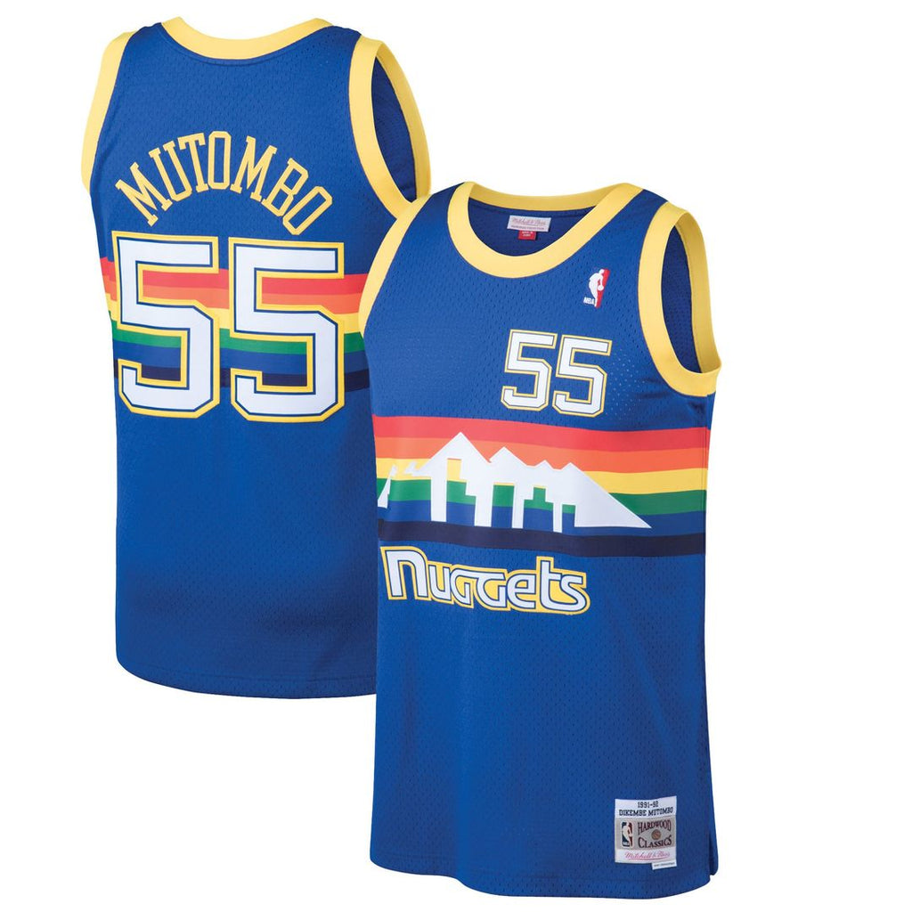 Dikembe Mutombo Denver Nuggets Mitchell & Ness 1991/ 92 Hardwood Classics Swingman Jersey - Blue | NBA Fan Gear