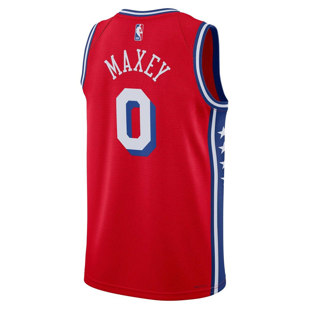 Tyrese Maxey Philadelphia 76ers Jordan Brand Unisex Swingman Jersey - Statement Edition - Red | NBA Fan Gear