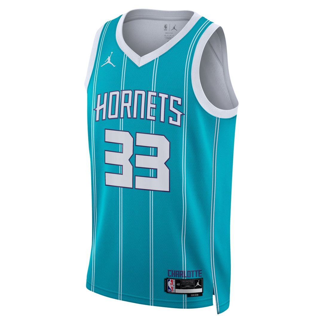 Liam McNeeley Charlotte Hornets Jordan Brand Unisex Swingman Jersey - Teal - Icon Edition | NBA Fan Gear