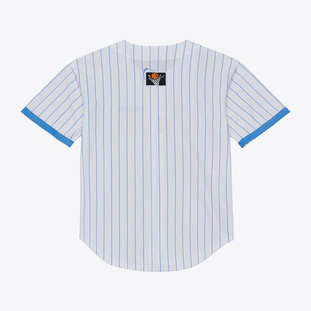 Cleveland Cavaliers Mitchell & Ness Head Coach Pinstripe Mesh Full-Button Baseball Jersey - White | NBA Fan Gear