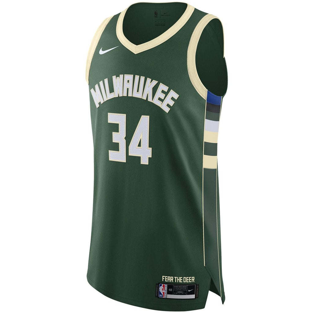 Giannis Antetokounmpo Milwaukee Bucks Nike Authentic Jersey - Icon Edition - Hunter Green | NBA Fan Gear