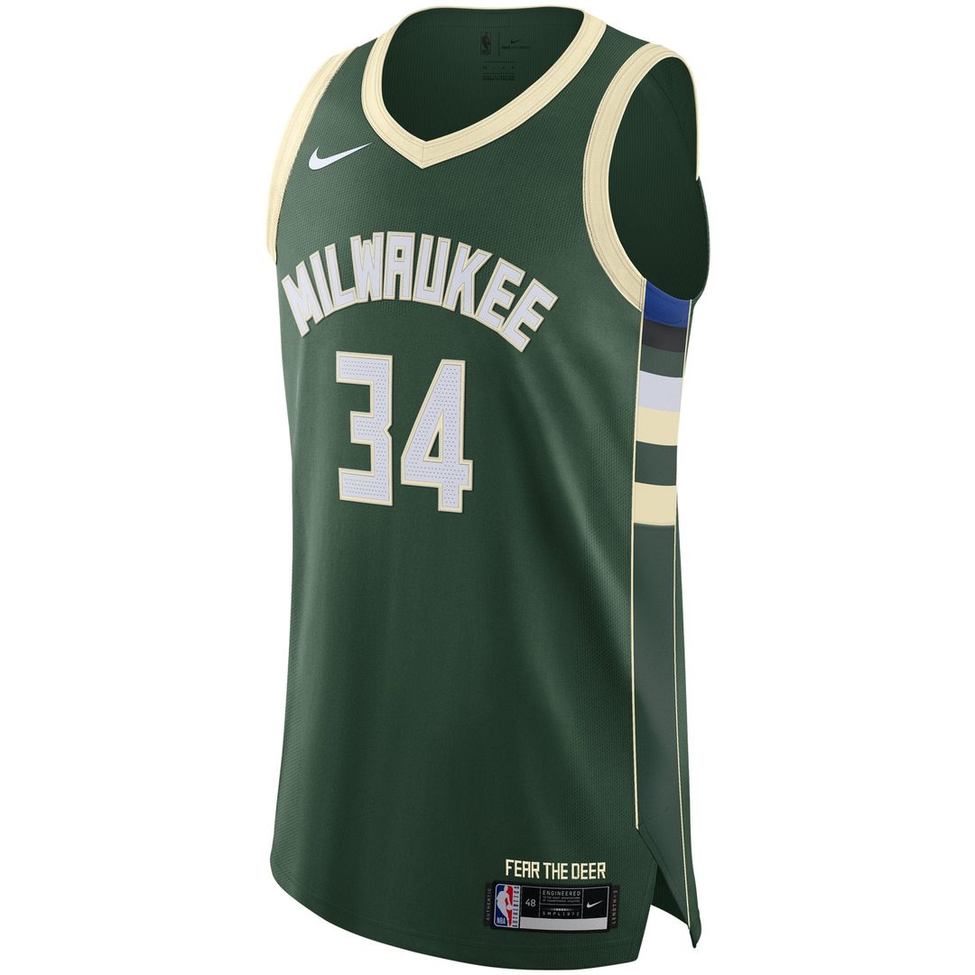 Giannis Antetokounmpo Milwaukee Bucks Nike Authentic Jersey - Icon Edition - Hunter Green | NBA Fan Gear