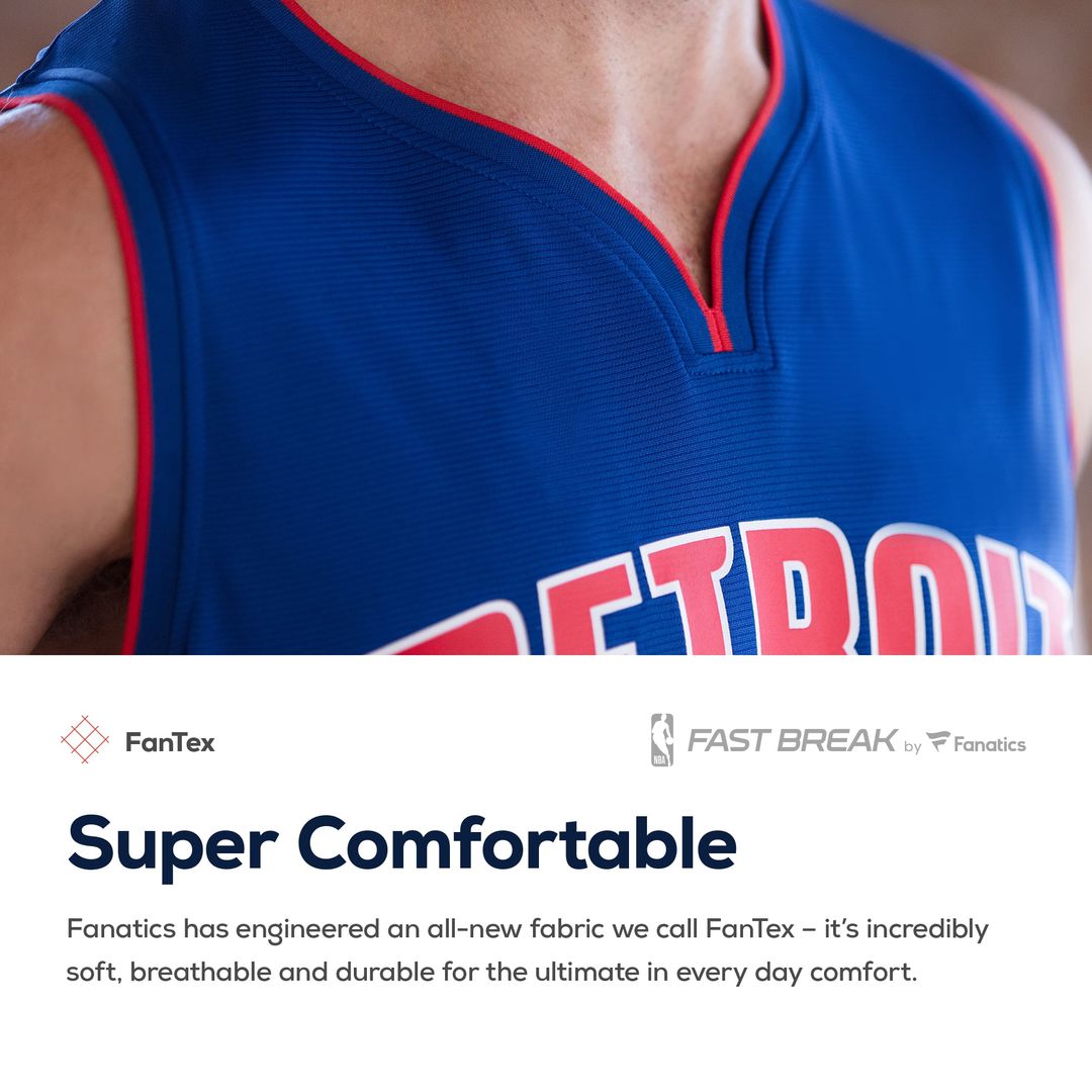 Detroit Pistons Fanatics Fast Break Custom Replica Jersey White - Association Edition | NBA Fan Gear