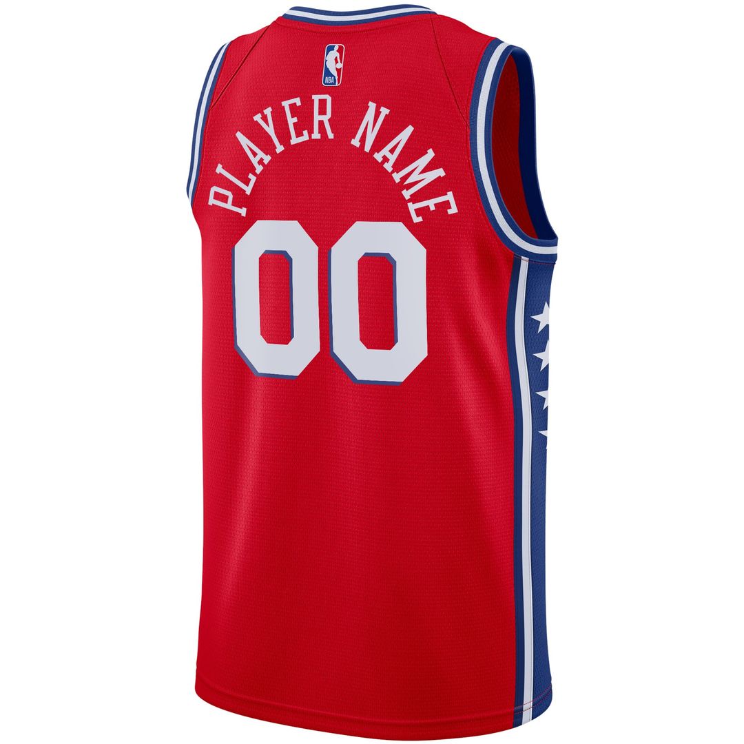 Philadelphia 76ers Jordan Brand Swingman Custom Jersey - Statement Edition - Red | NBA Fan Gear