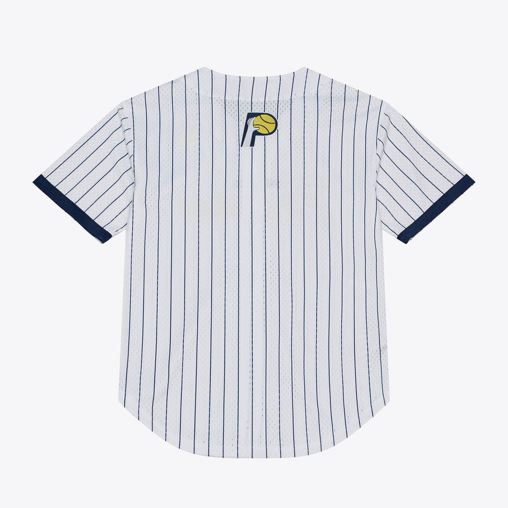 Indiana Pacers Mitchell & Ness Head Coach Pinstripe Mesh Full-Button Baseball Jersey - White | NBA Fan Gear
