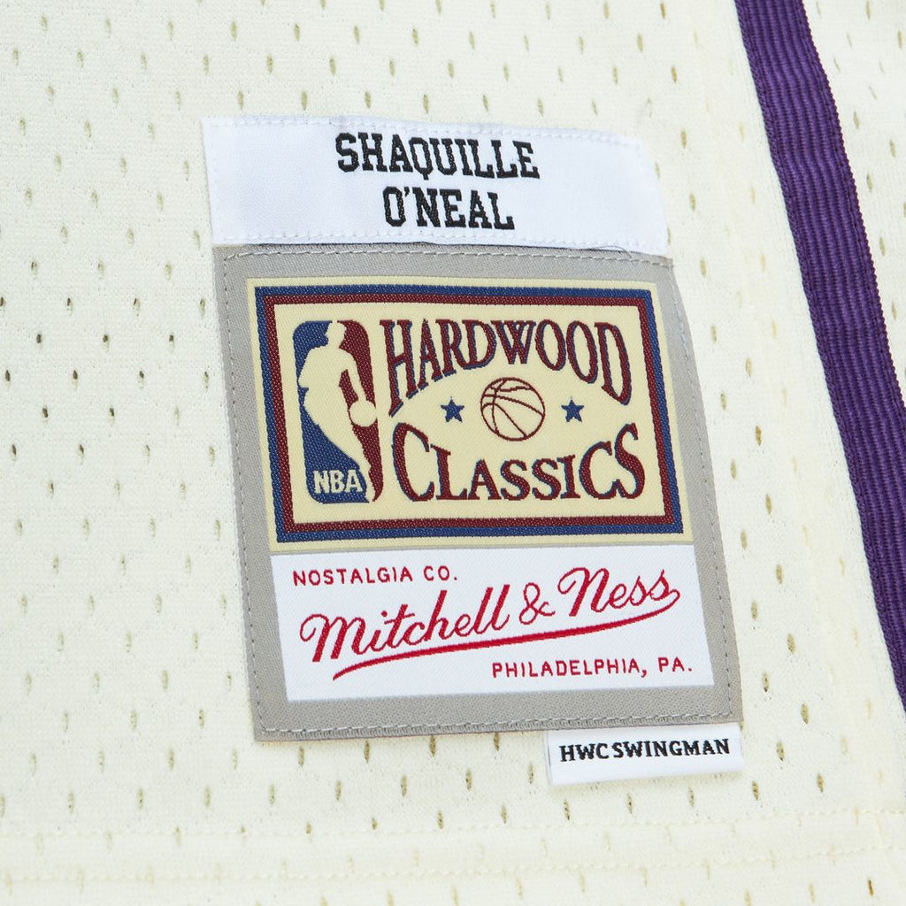 Shaquille O'Neal Los Angeles Lakers Mitchell & Ness Chainstitch Swingman Jersey - Cream | NBA Fan Gear