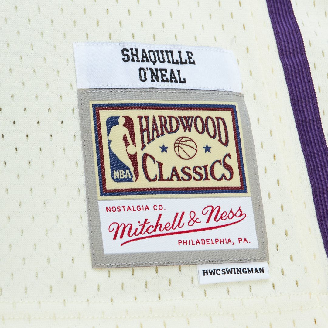 Shaquille O'Neal Los Angeles Lakers Mitchell & Ness Chainstitch Swingman Jersey - Cream | NBA Fan Gear