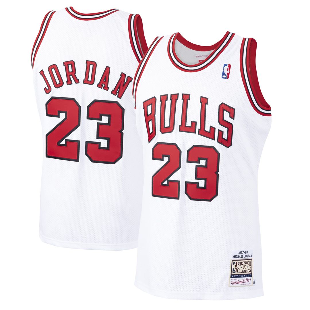 Michael Jordan Chicago Bulls Mitchell & Ness 1997/ 98 Hardwood Classics Authentic Jersey - White | NBA Fan Gear