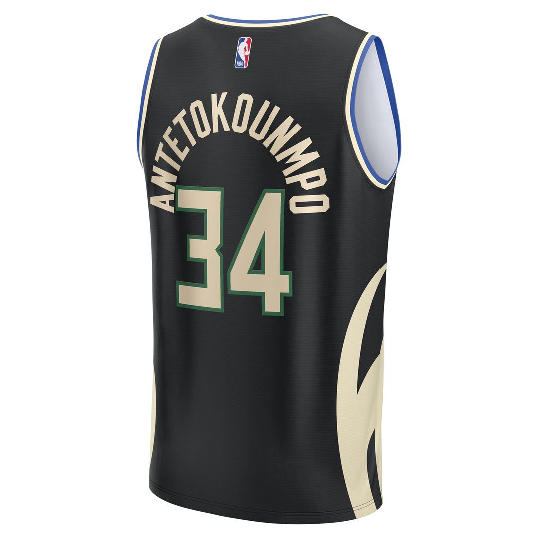 Giannis Antetokounmpo Milwaukee Bucks Fanatics Fast Break Replica Player Jersey - Statement Edition - Black | NBA Fan Gear