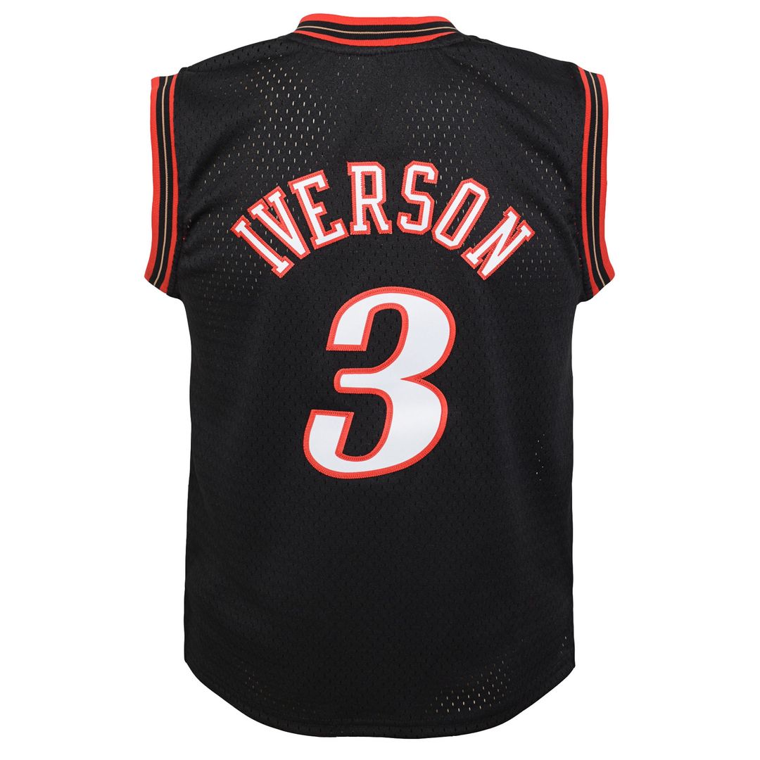 Allen Iverson Philadelphia 76ers Mitchell & Ness Youth 2000-01 Swingman Road Jersey - Black | NBA Fan Gear