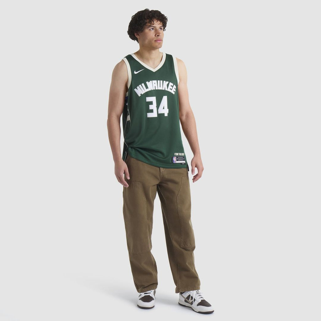 Giannis Antetokounmpo Milwaukee Bucks Nike Unisex Swingman Jersey - Icon Edition - Hunter Green | NBA Fan Gear