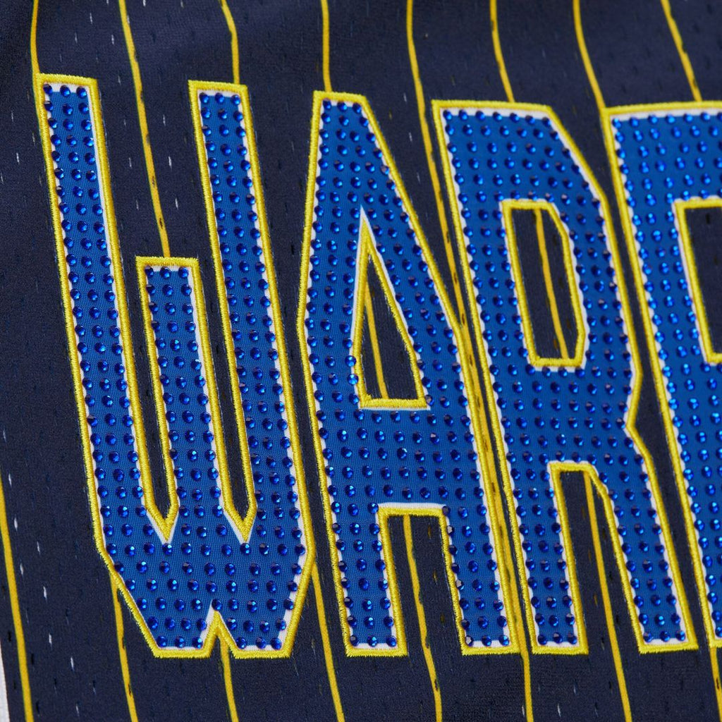 Golden State Warriors Mitchell & Ness x DANNIJO Women's Fashion Baseball Jersey - Blue | NBA Fan Gear