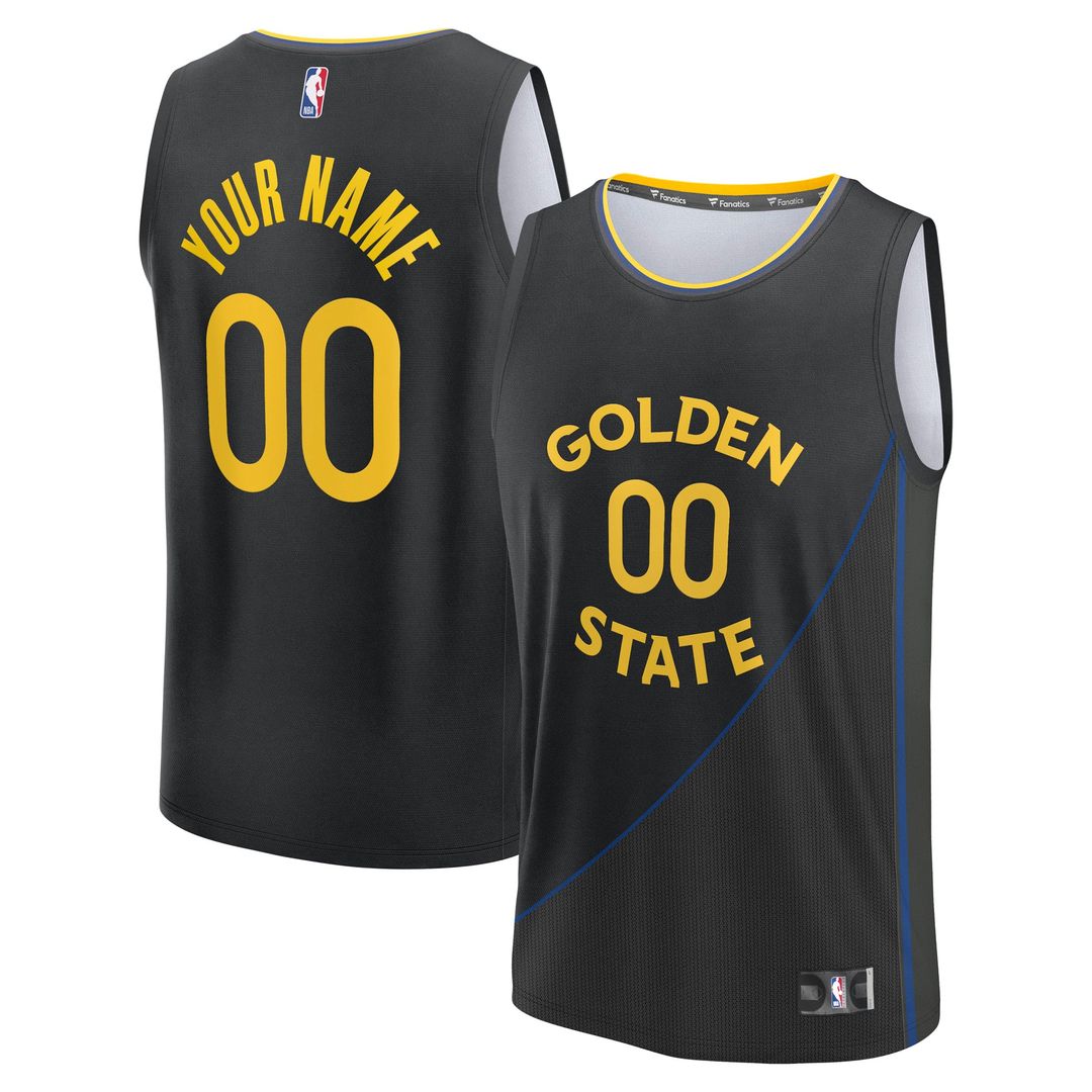 Golden State Warriors Fanatics Youth Fast Break Custom Replica Jersey - Black - Statement Edition | NBA Fan Gear